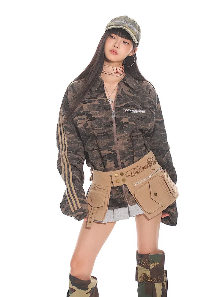 【24s Sep.】Camouflage Retro Stripe Lapel Jacket