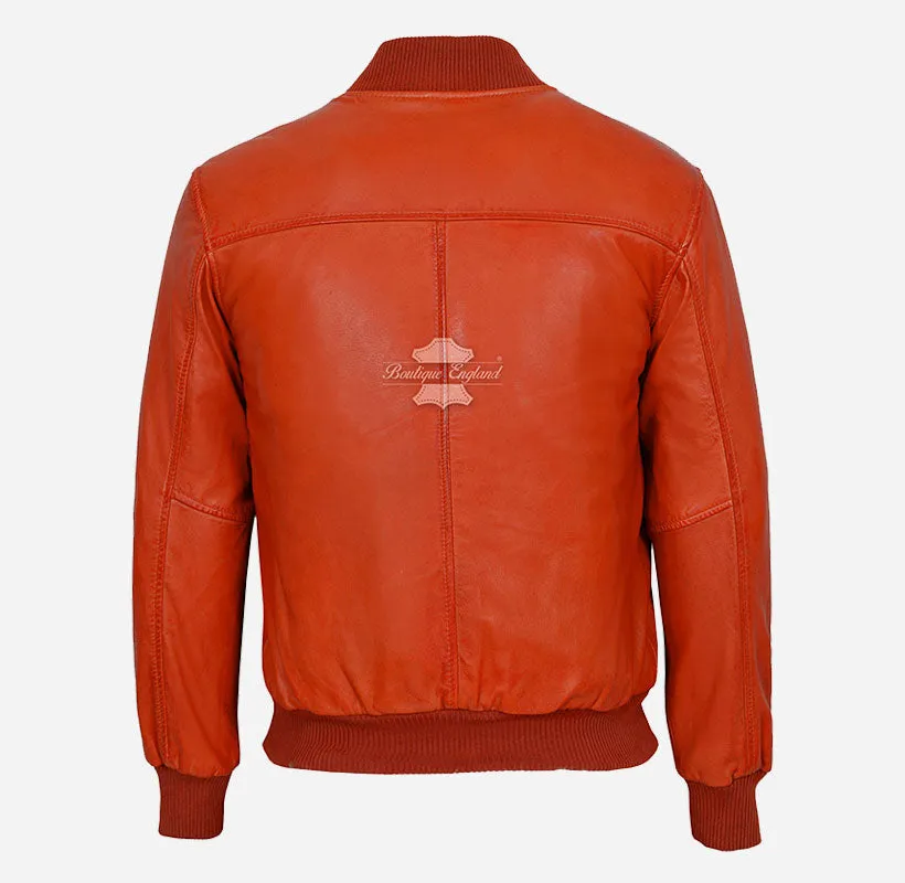 70'S Classic Mens MA-1 Leather Bomber Jacket