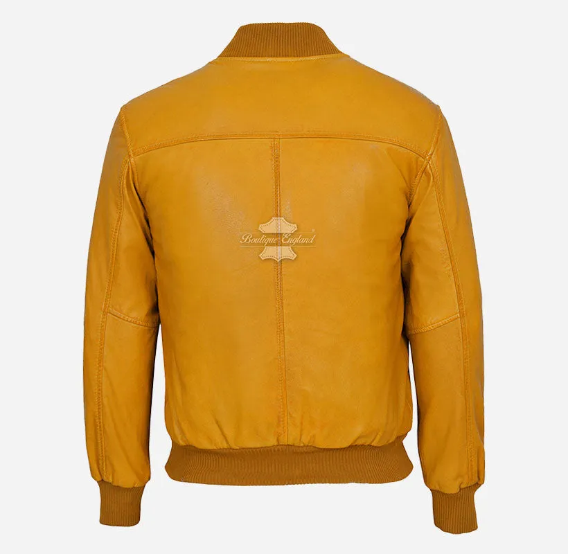 70'S Classic Mens MA-1 Leather Bomber Jacket