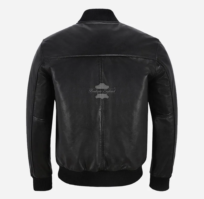 70'S Classic Mens MA-1 Leather Bomber Jacket