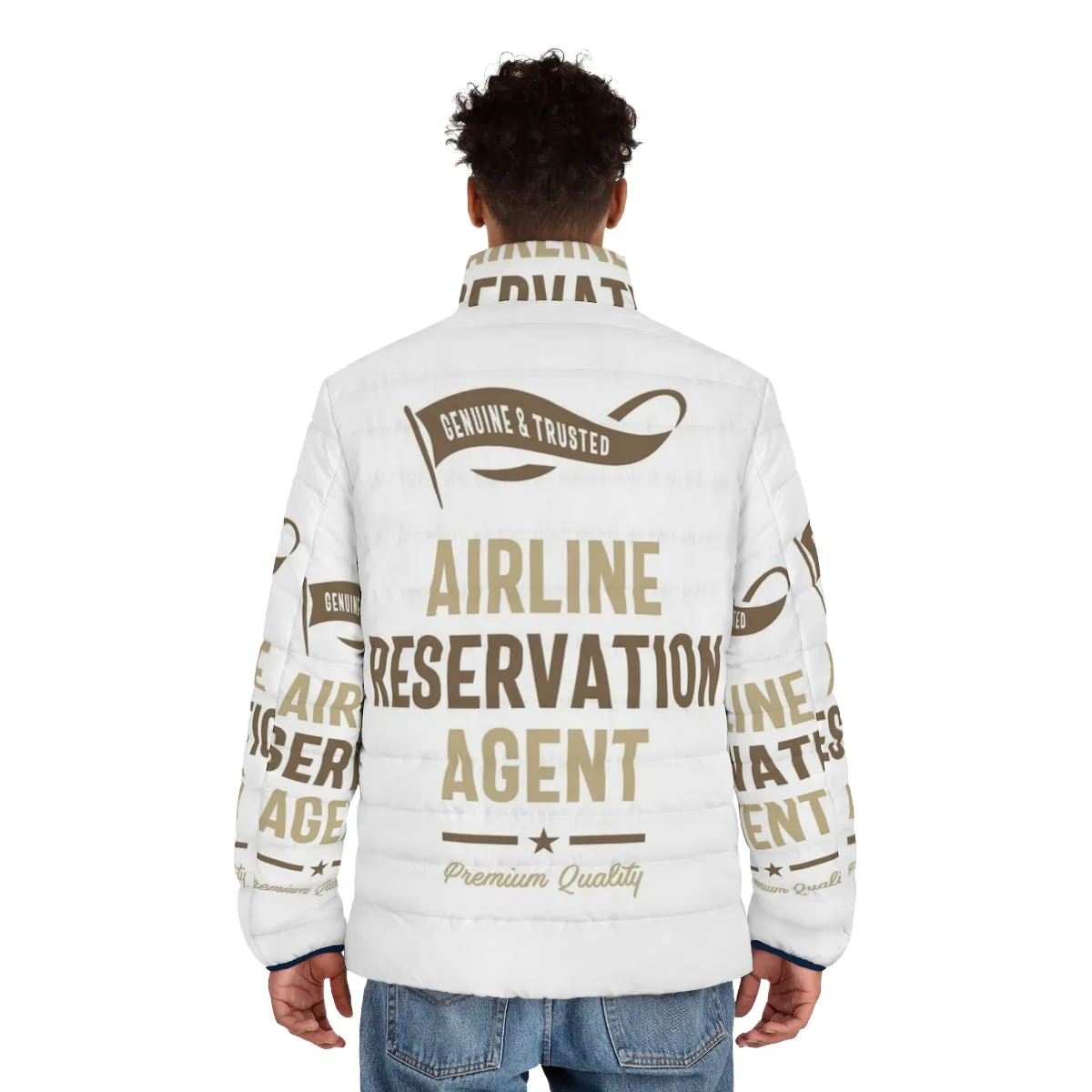 Airline Reservation Agent Puffer Jacket with Profession Typography