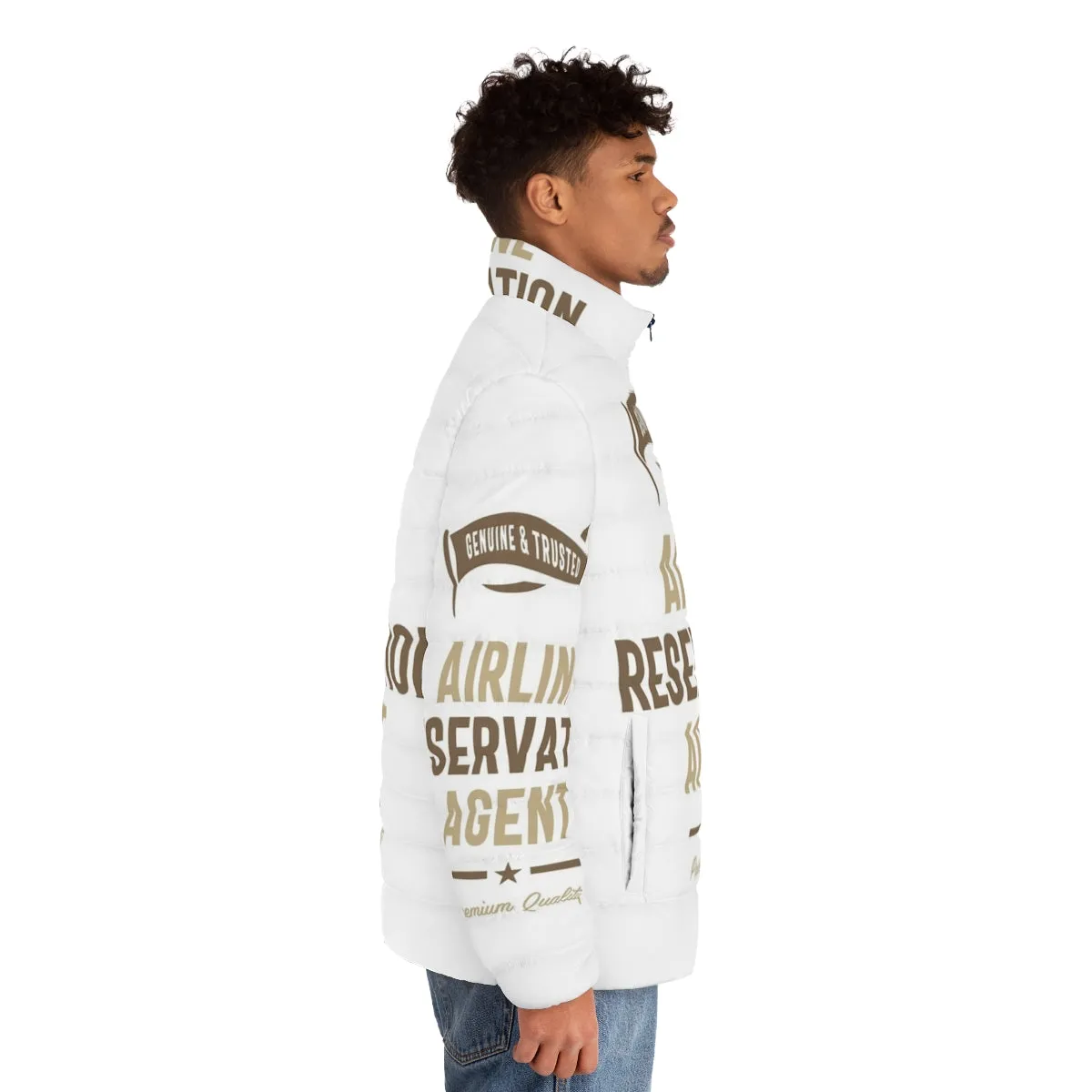 Airline Reservation Agent Puffer Jacket with Profession Typography