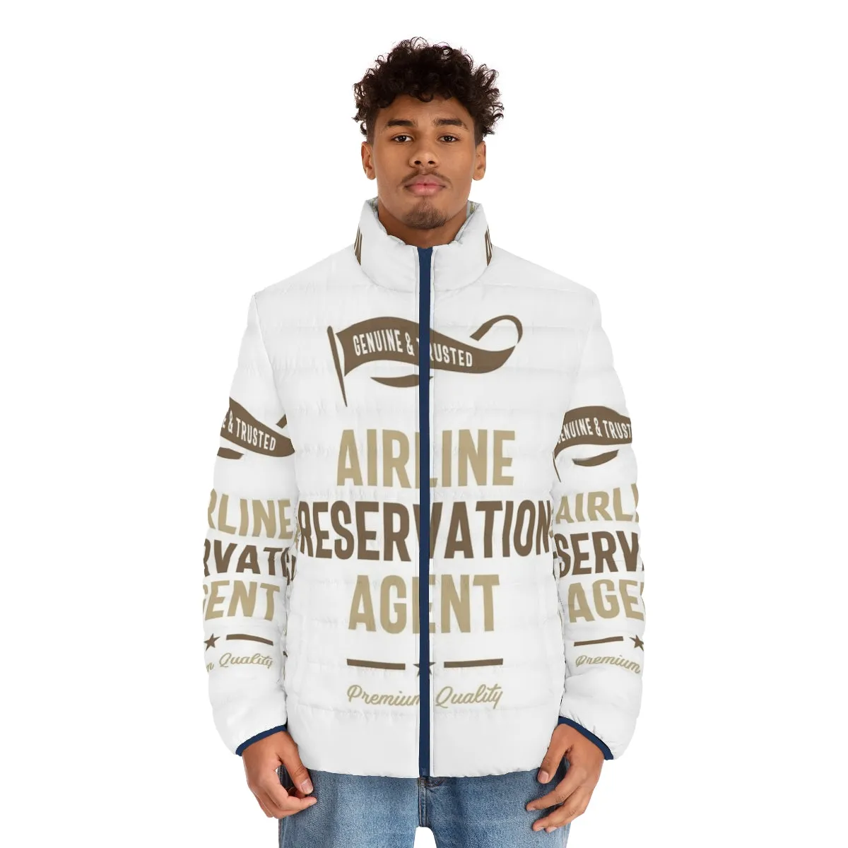 Airline Reservation Agent Puffer Jacket with Profession Typography