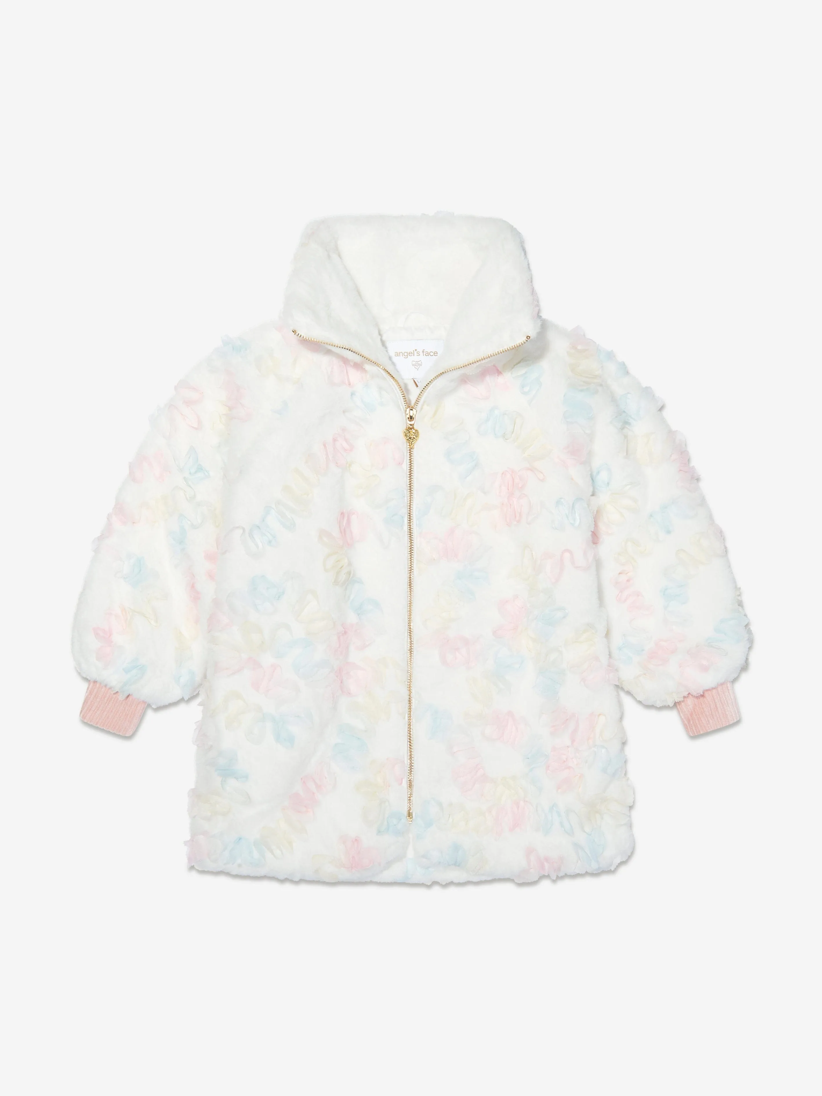 Angels Face Girls Oscars Pastel Fur Jacket in White