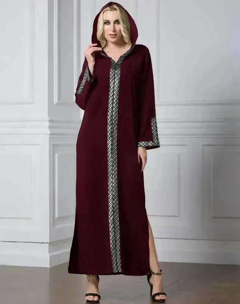 Arab Turkey Women Side Slit Fashion Abaya Robe