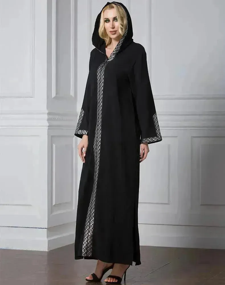 Arab Turkey Women Side Slit Fashion Abaya Robe