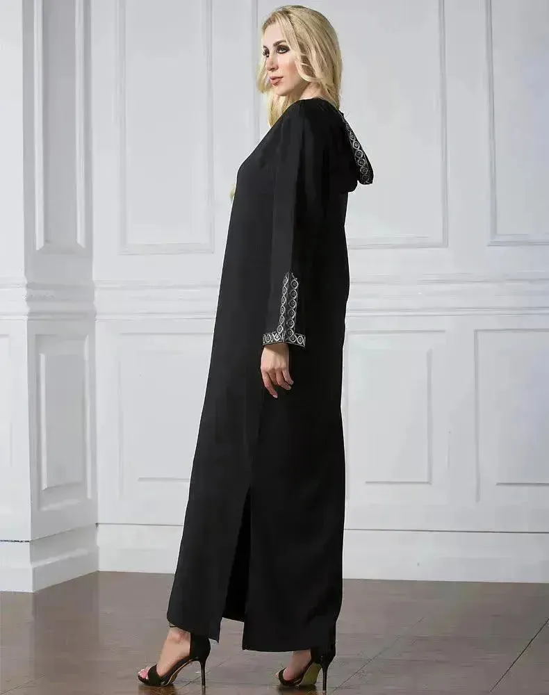 Arab Turkey Women Side Slit Fashion Abaya Robe