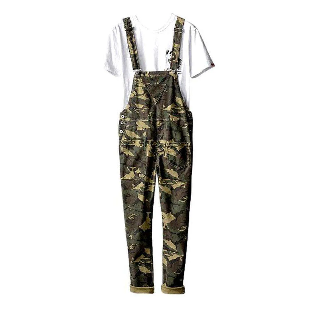 Army color men denim jumpsuit