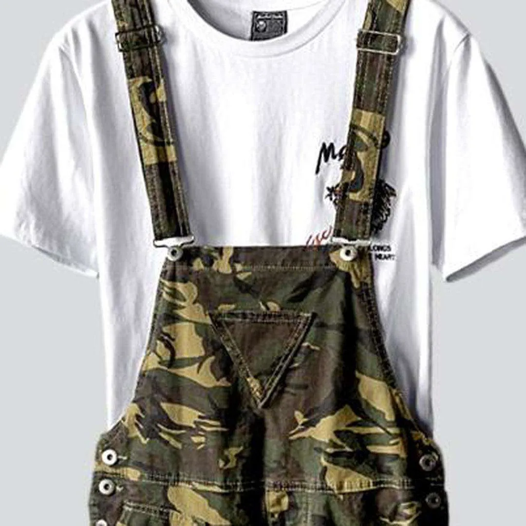 Army color men denim jumpsuit