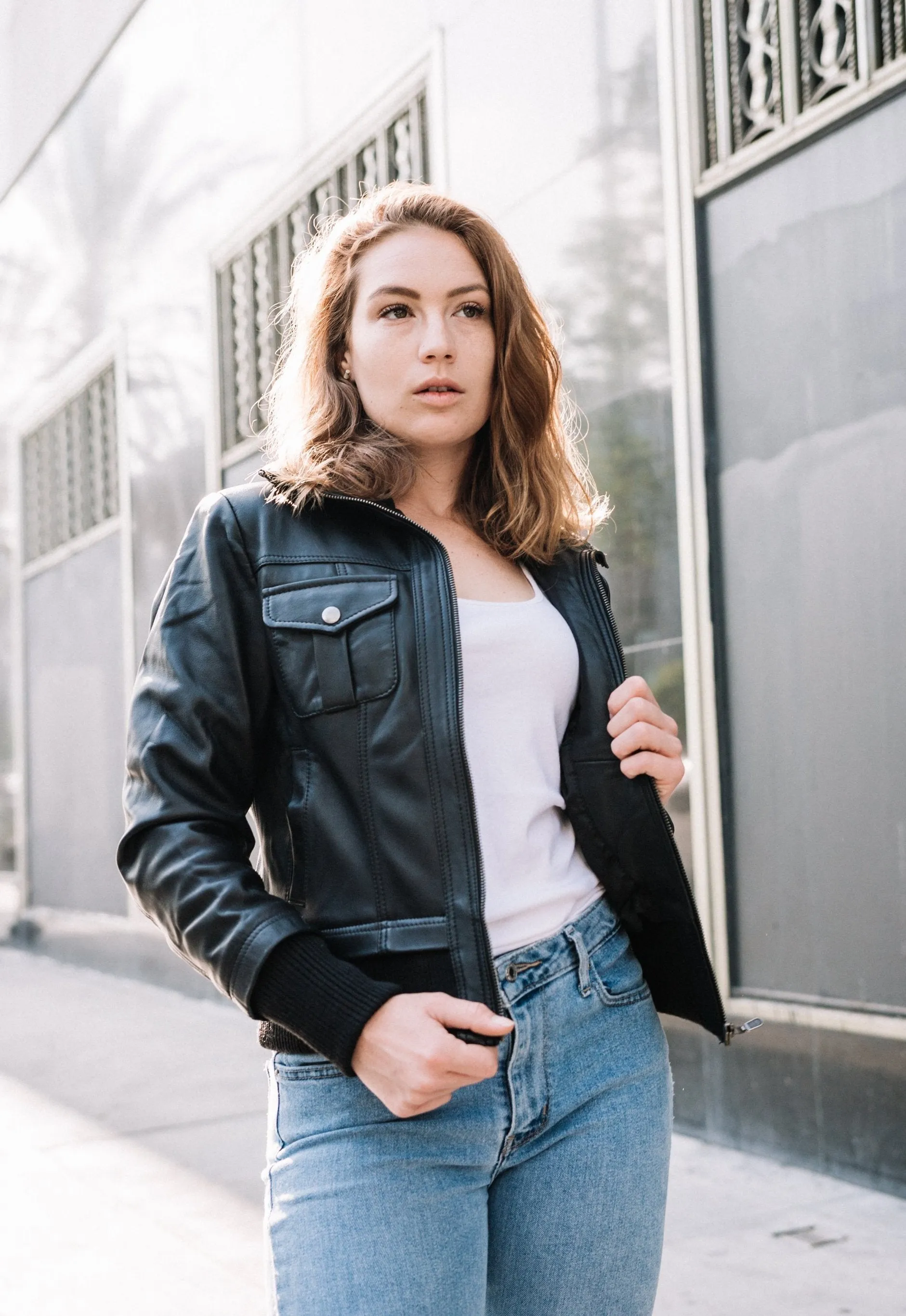 Bailey Womens Leather Bomber Jacket - Discounted!