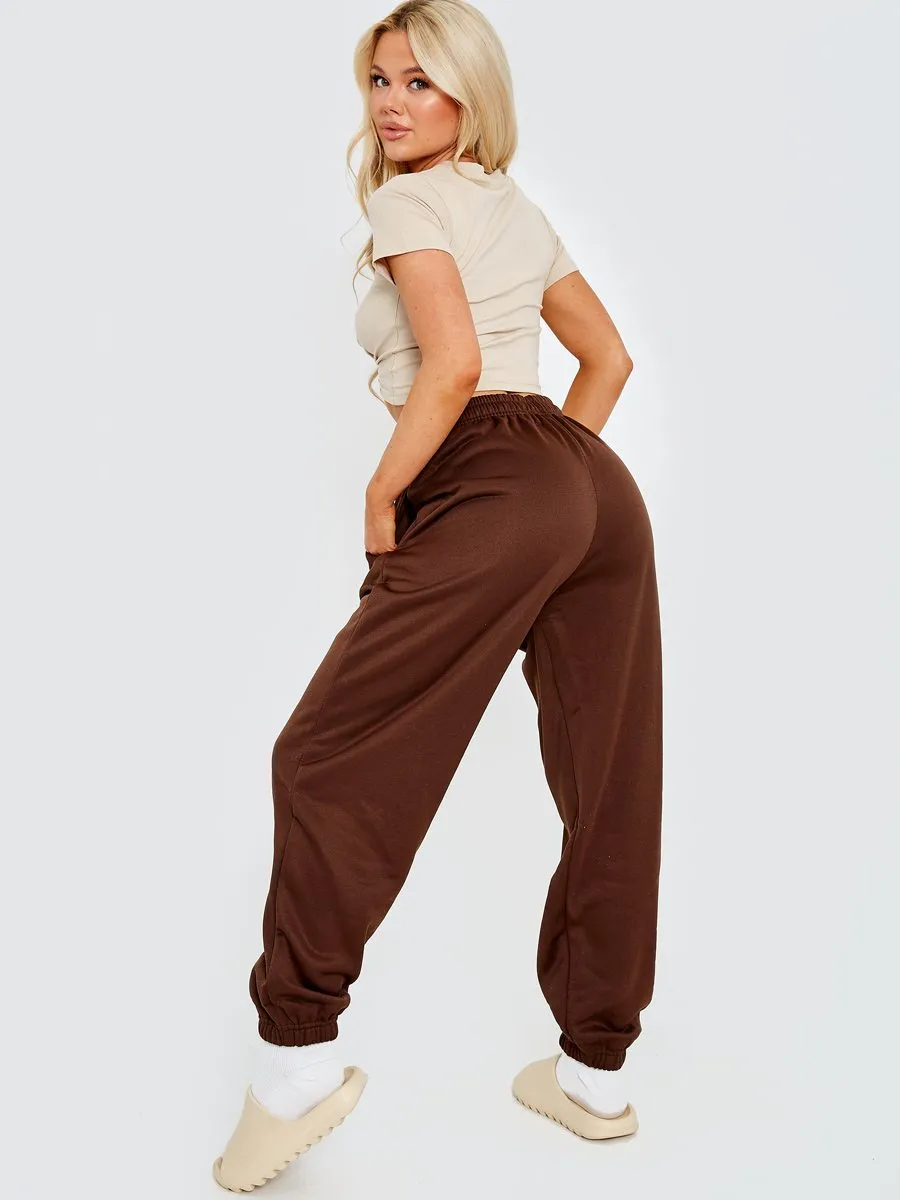 Barbara Oversized Fleeced Joggers In Brown