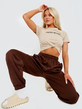 Barbara Oversized Fleeced Joggers In Brown