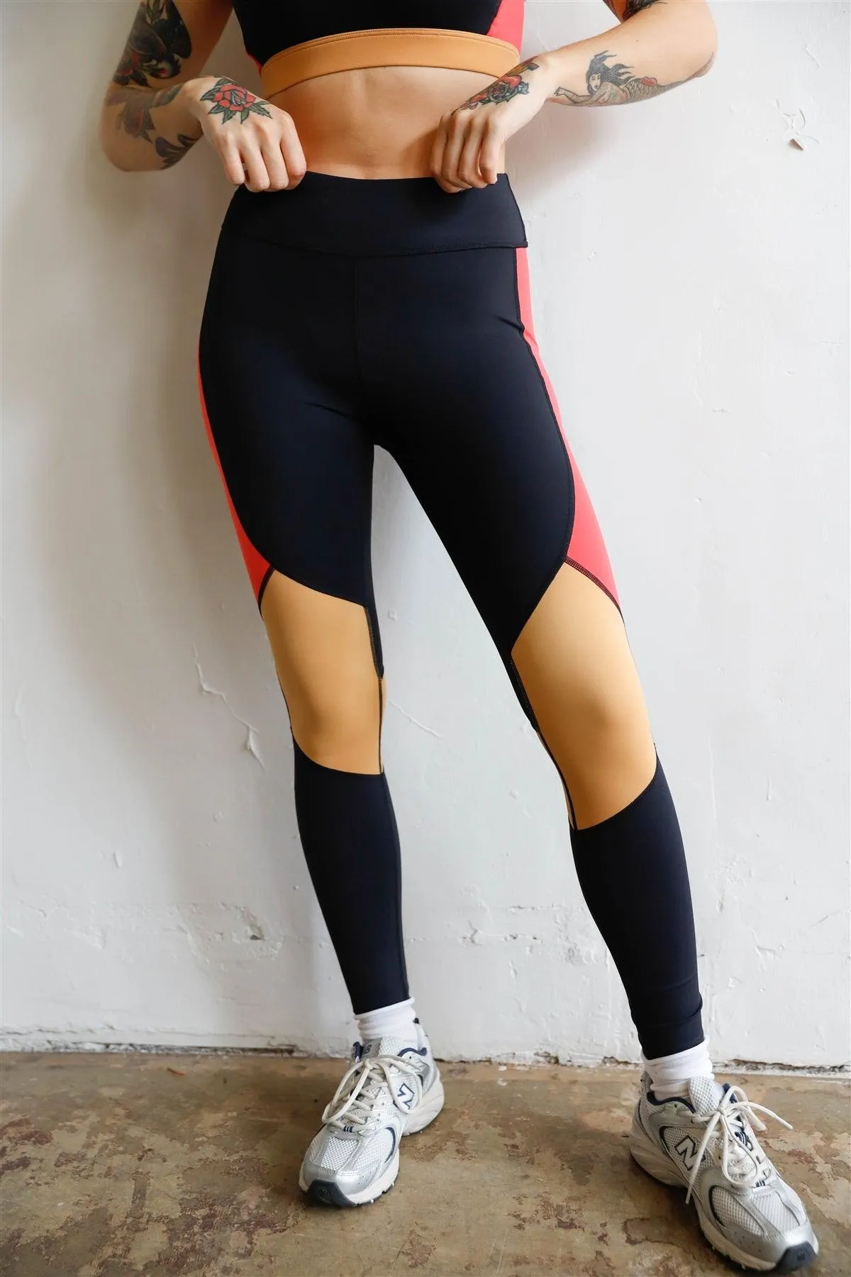 Black Colorblock High Waist Active Yoga Legging /2-2-2