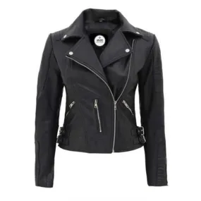 Black Leather Moto Jacket For Women