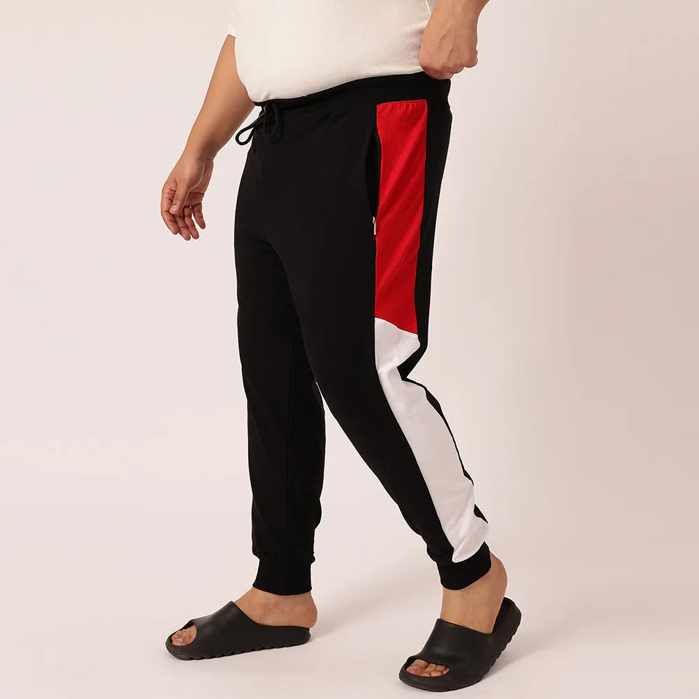 Black Red Colour Block Joggers