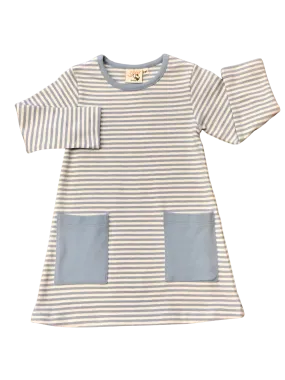 Blue Stripe A-Line Pocket Dress