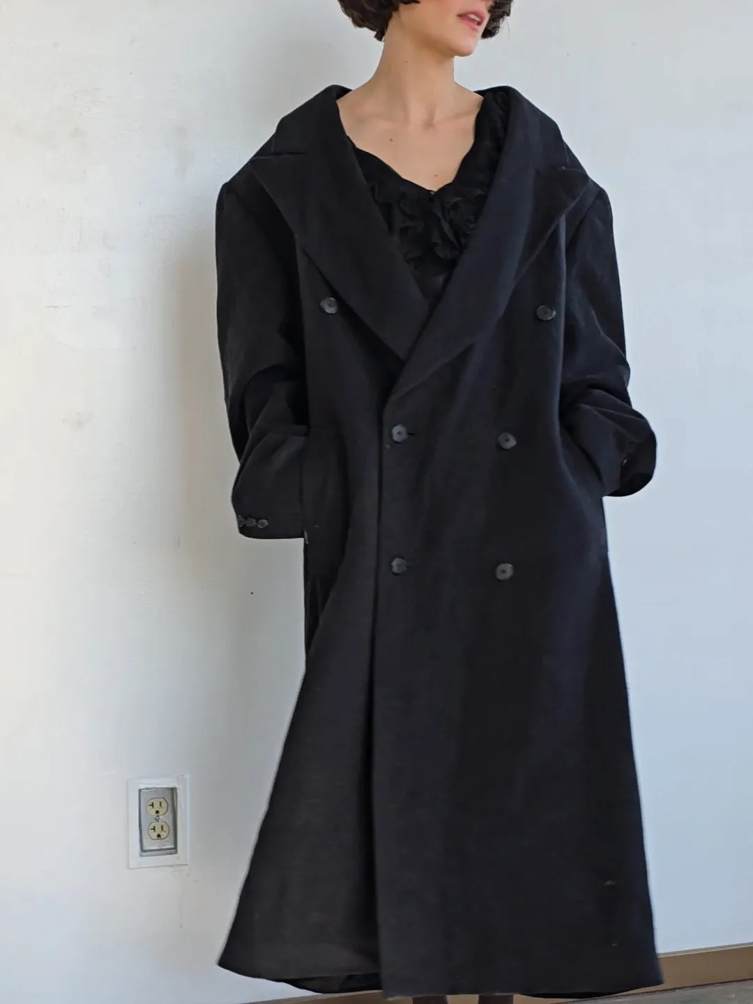 Charcoal Double Breasted Overcoat (XXL)