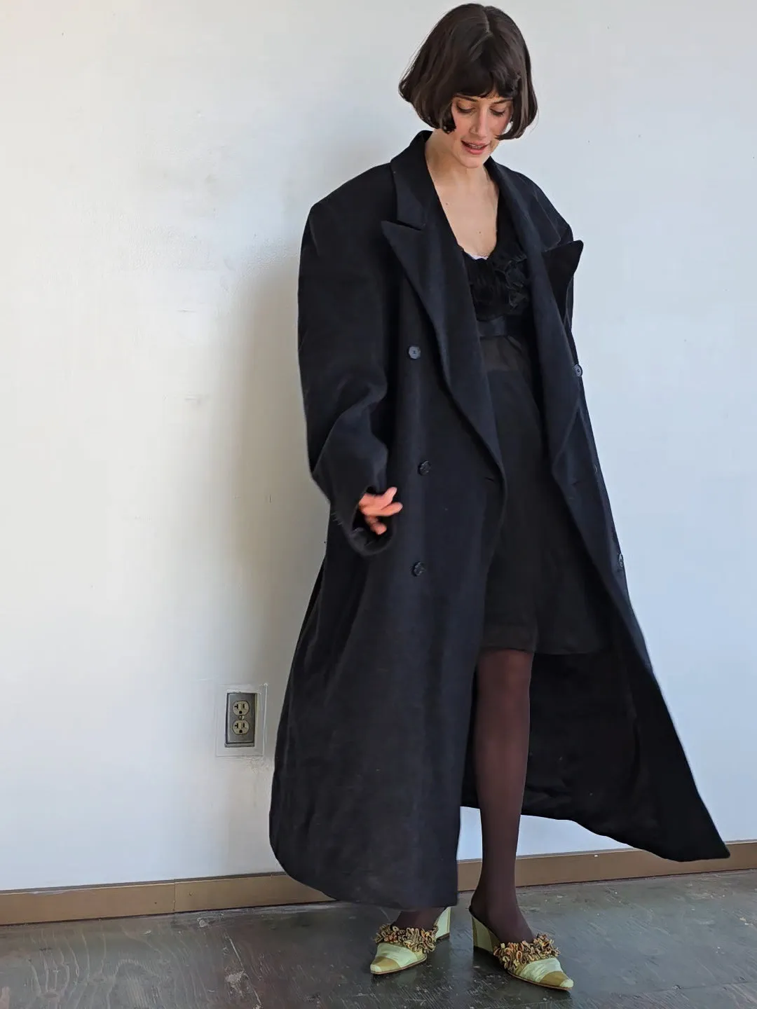 Charcoal Double Breasted Overcoat (XXL)