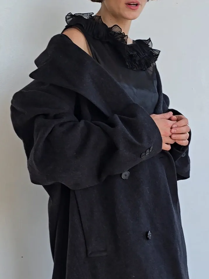 Charcoal Double Breasted Overcoat (XXL)