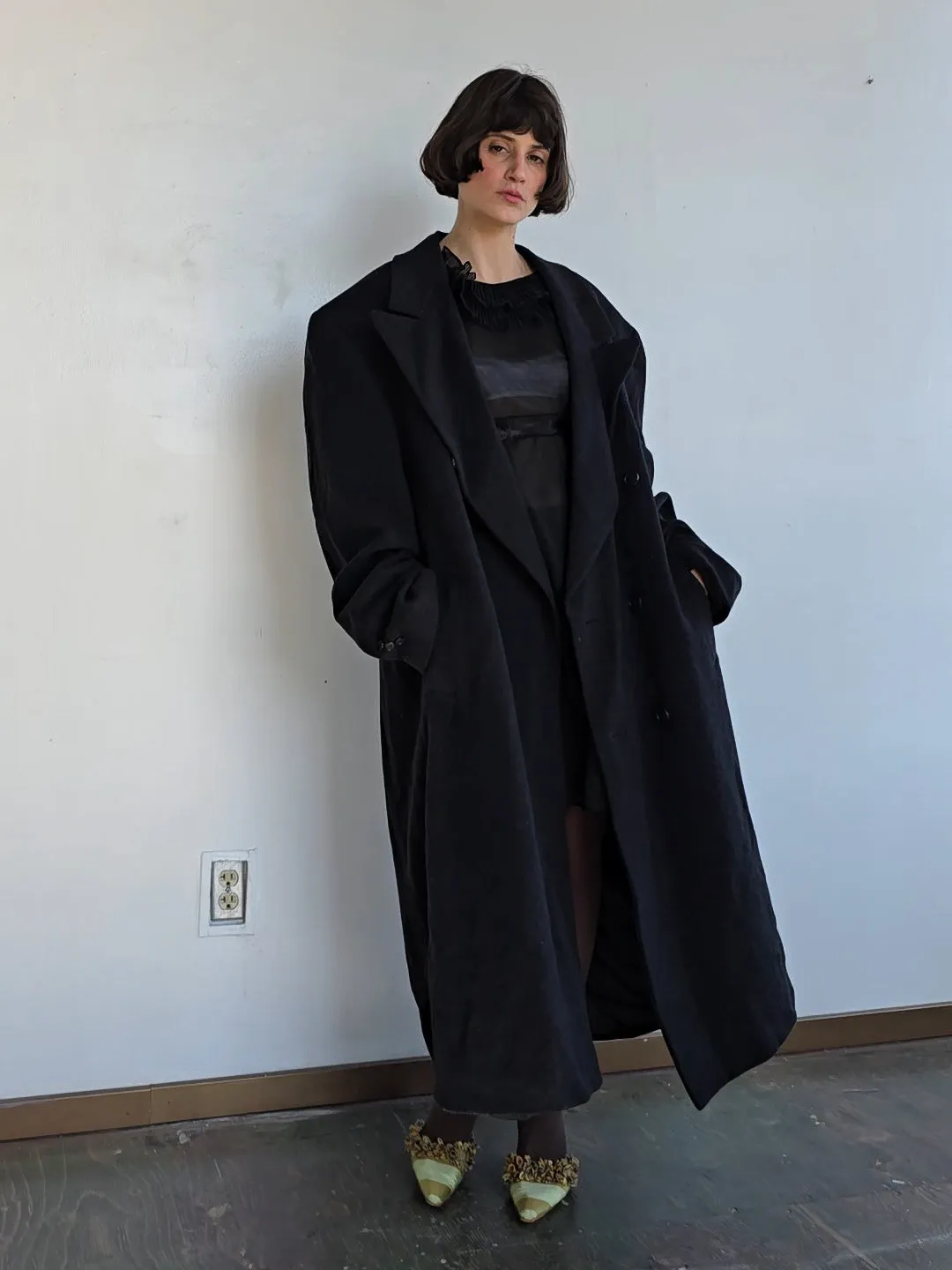 Charcoal Double Breasted Overcoat (XXL)