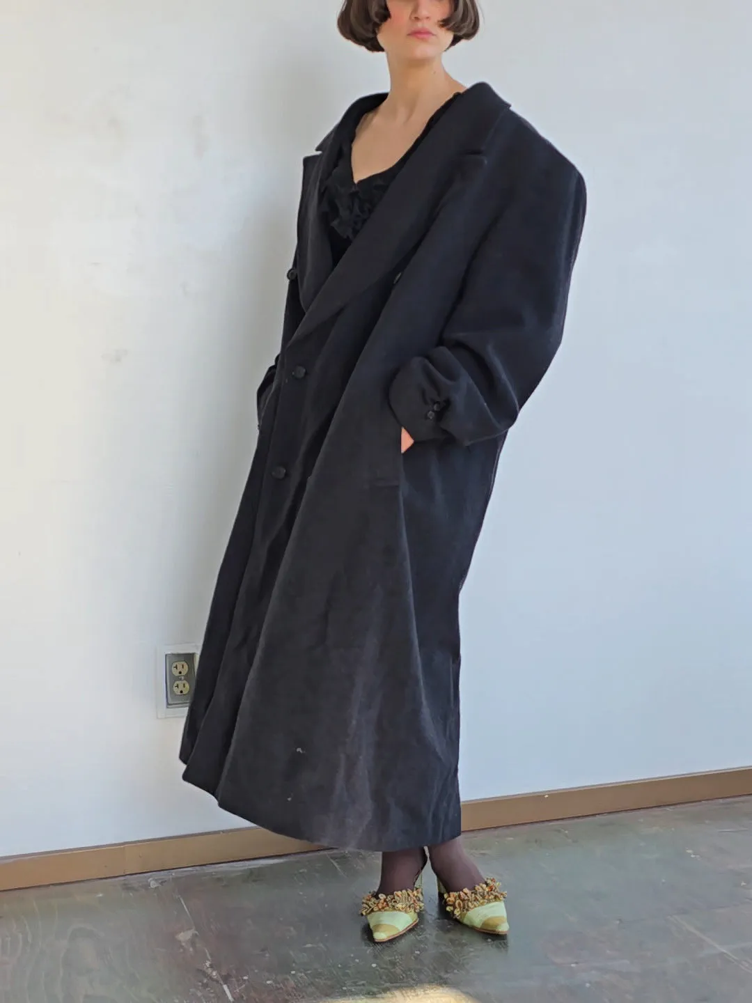 Charcoal Double Breasted Overcoat (XXL)