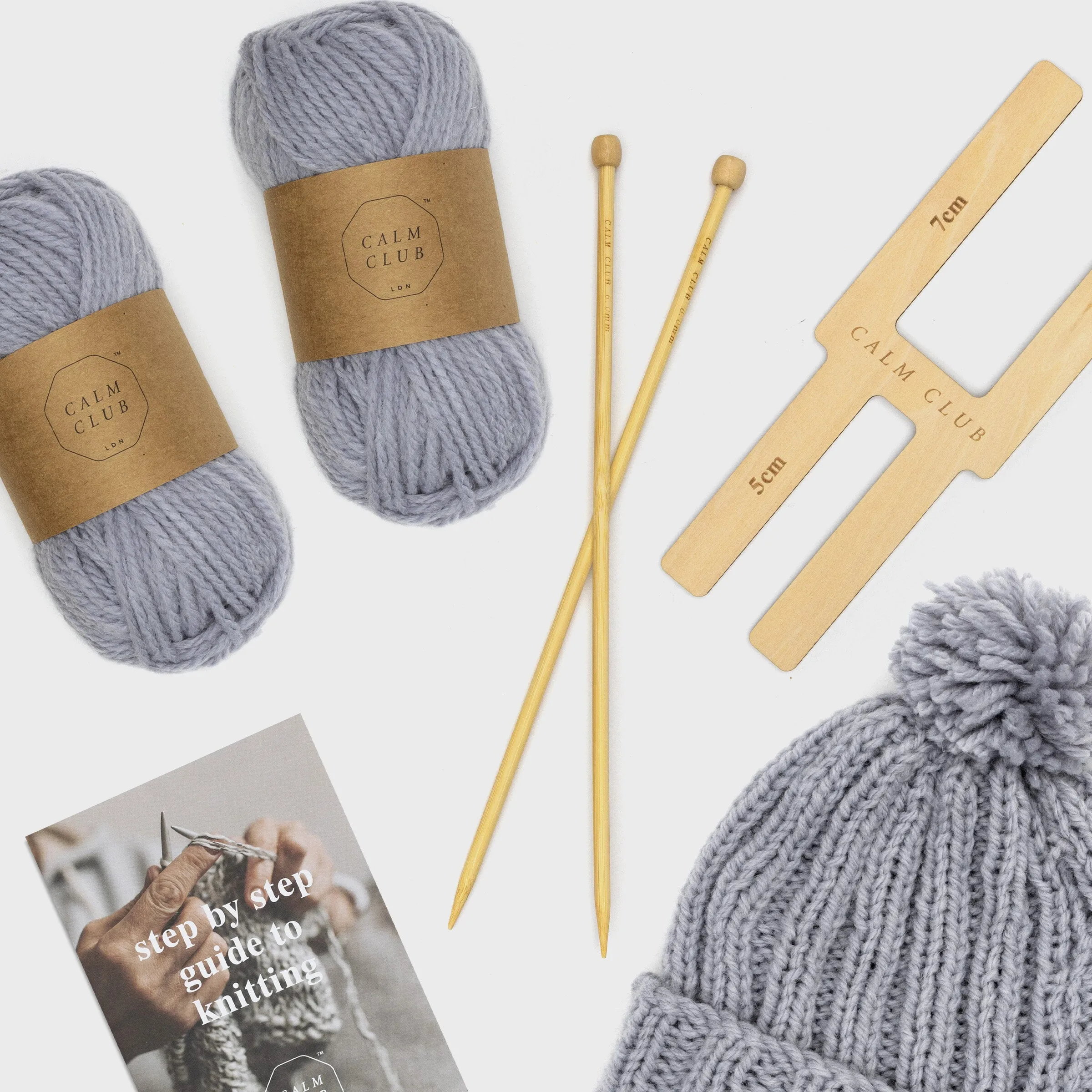 Cosy knit DIY bobble hat kit