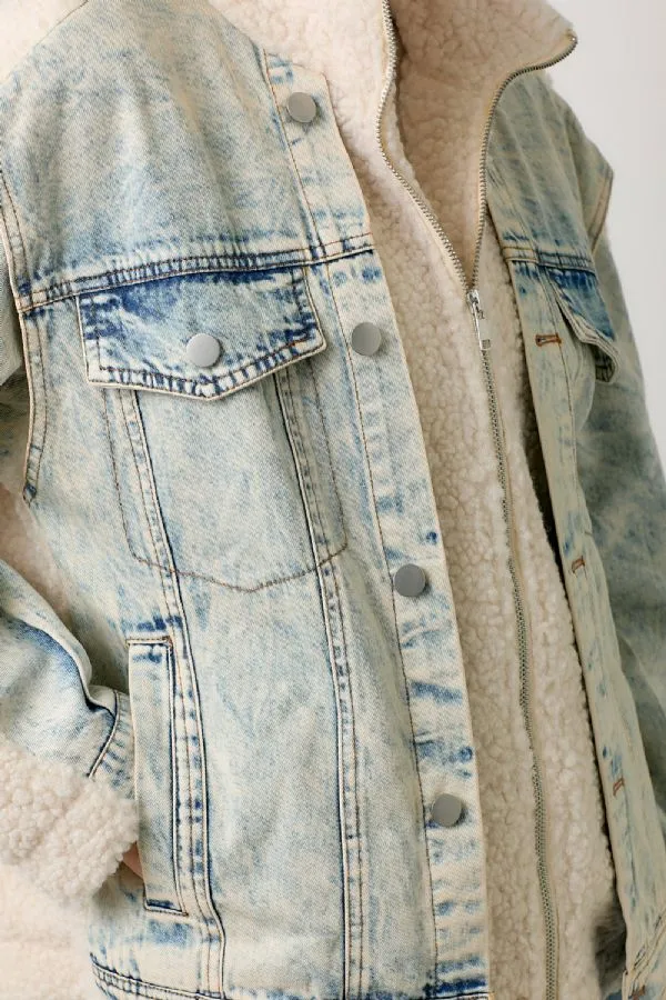 Cream Soda Sherpa Denim Jacket, Final Sale