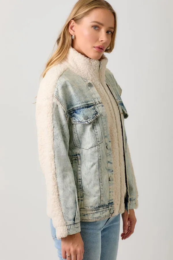 Cream Soda Sherpa Denim Jacket, Final Sale