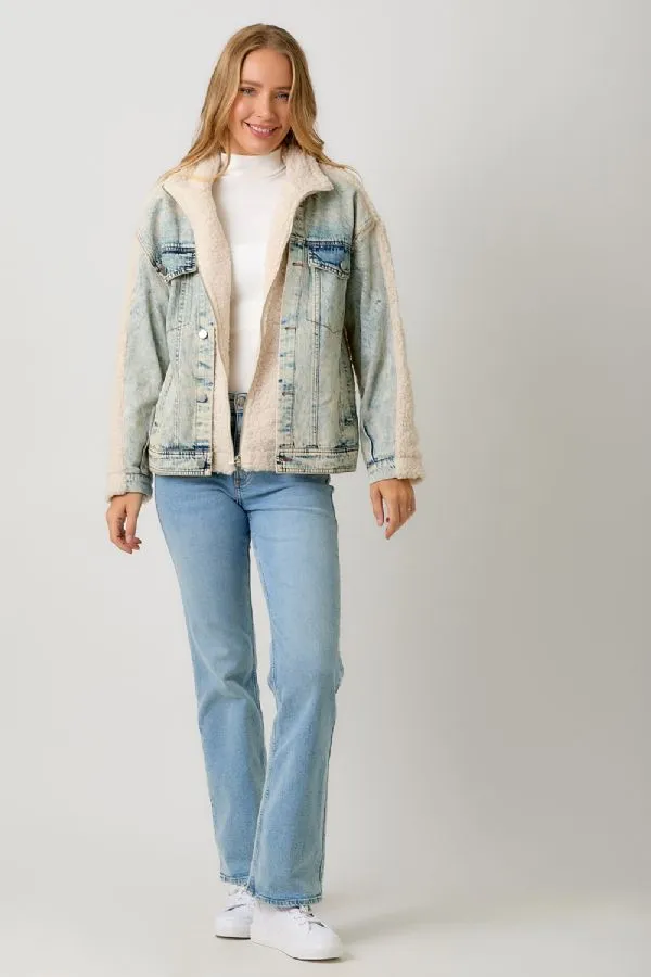 Cream Soda Sherpa Denim Jacket, Final Sale