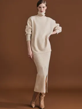 D4849 Wool Turtleneck Knit Two-piece