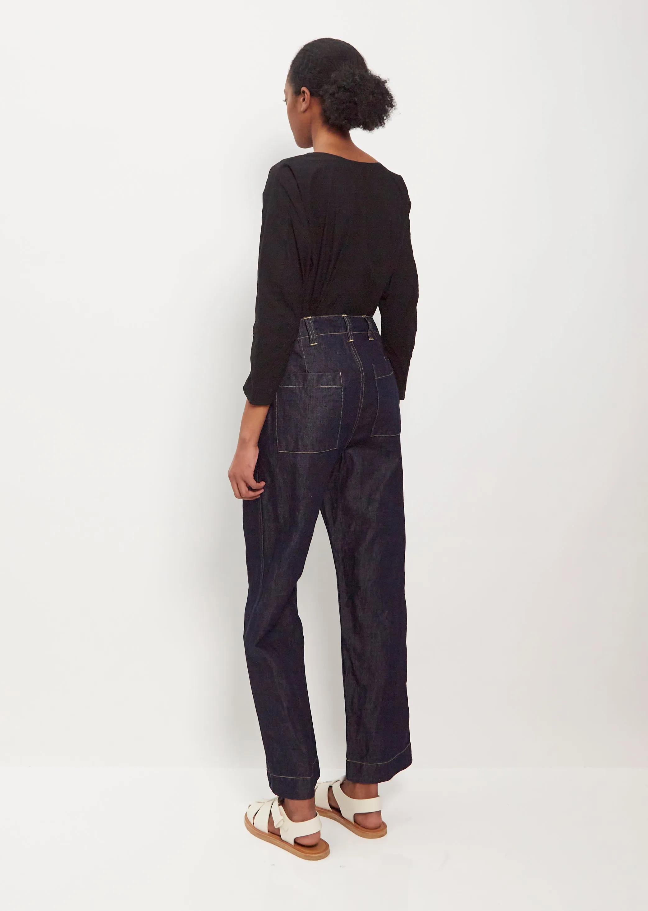 Drop Cotton Linen Blend Pants — Indigo