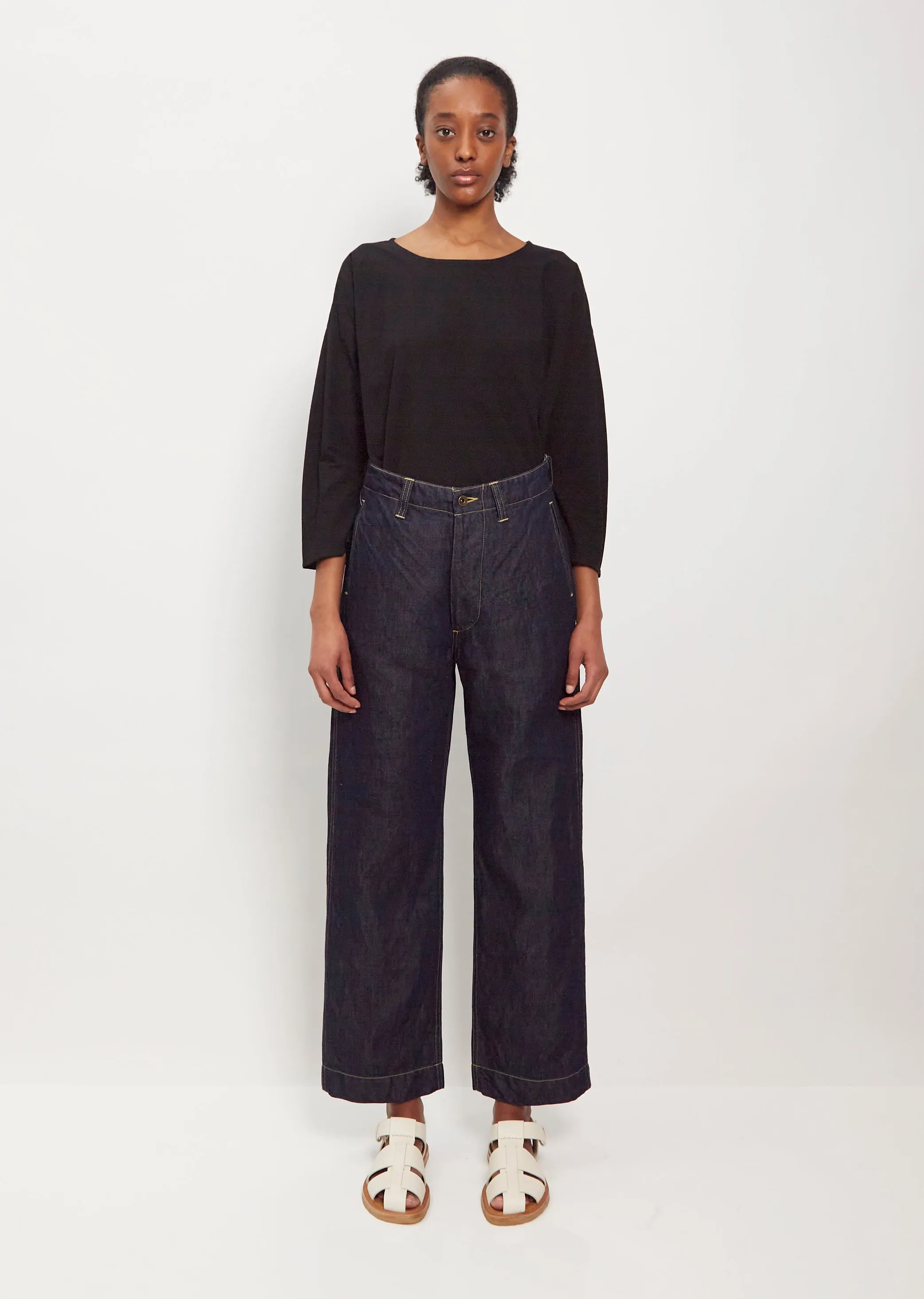 Drop Cotton Linen Blend Pants — Indigo