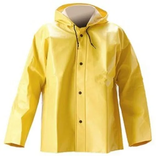 Dunlop Onguard 76034 Webtex Rain Jacket with Attached Hood, Yellow, 1 Each