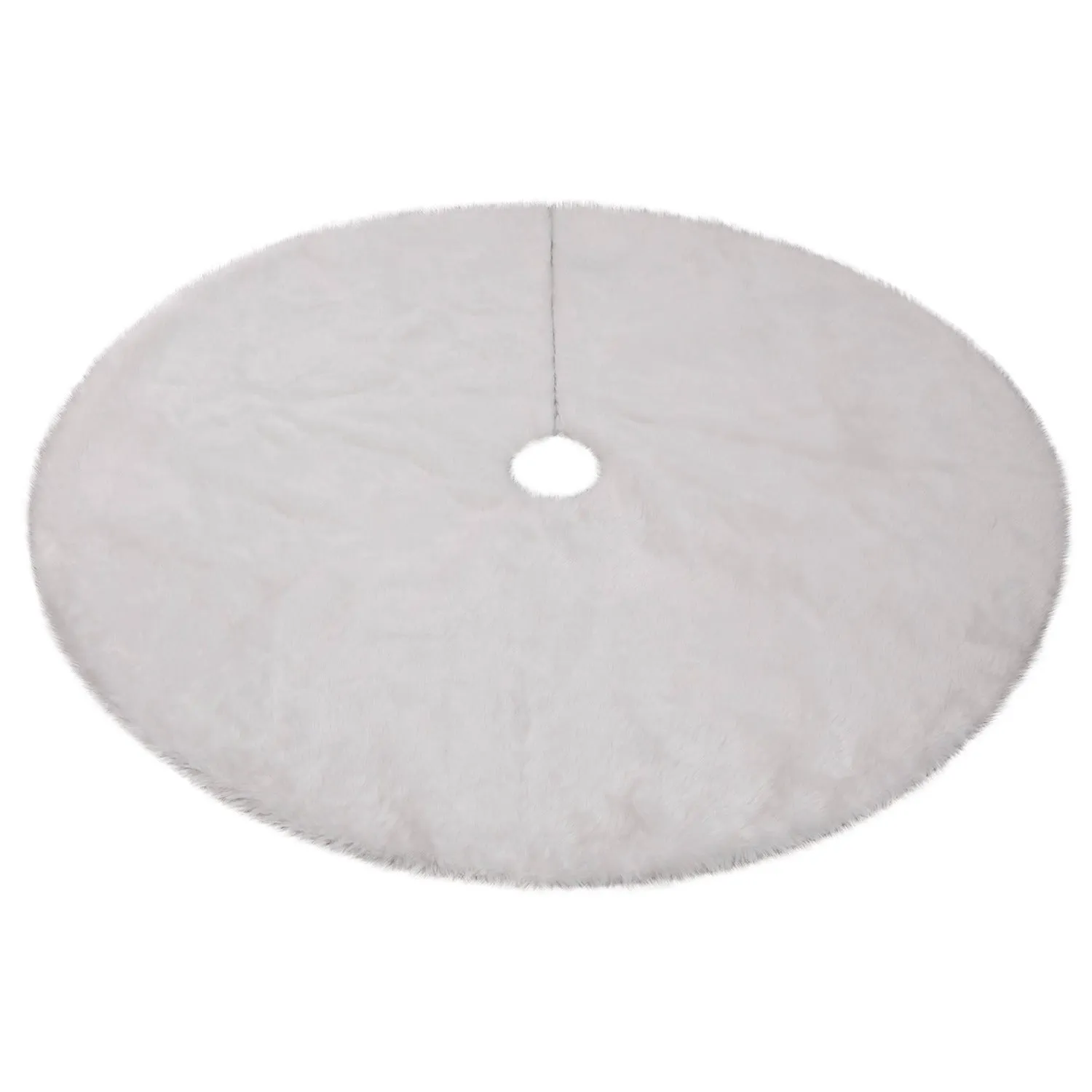 Elegant White Plush Christmas Tree Skirt – Soft, Luxurious, and Perfect for Holiday Decor!