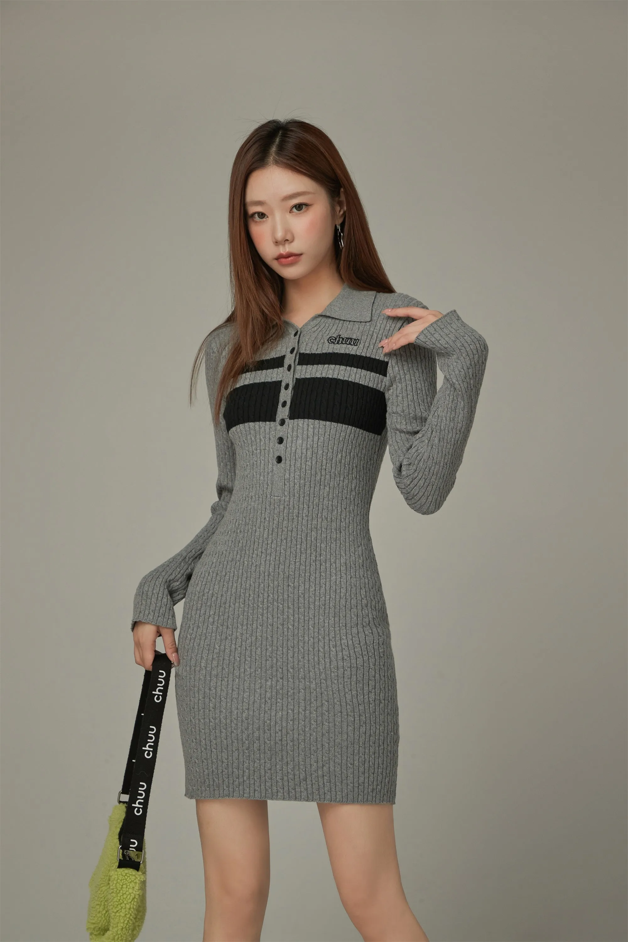 Embroidery Knit Mini Dress