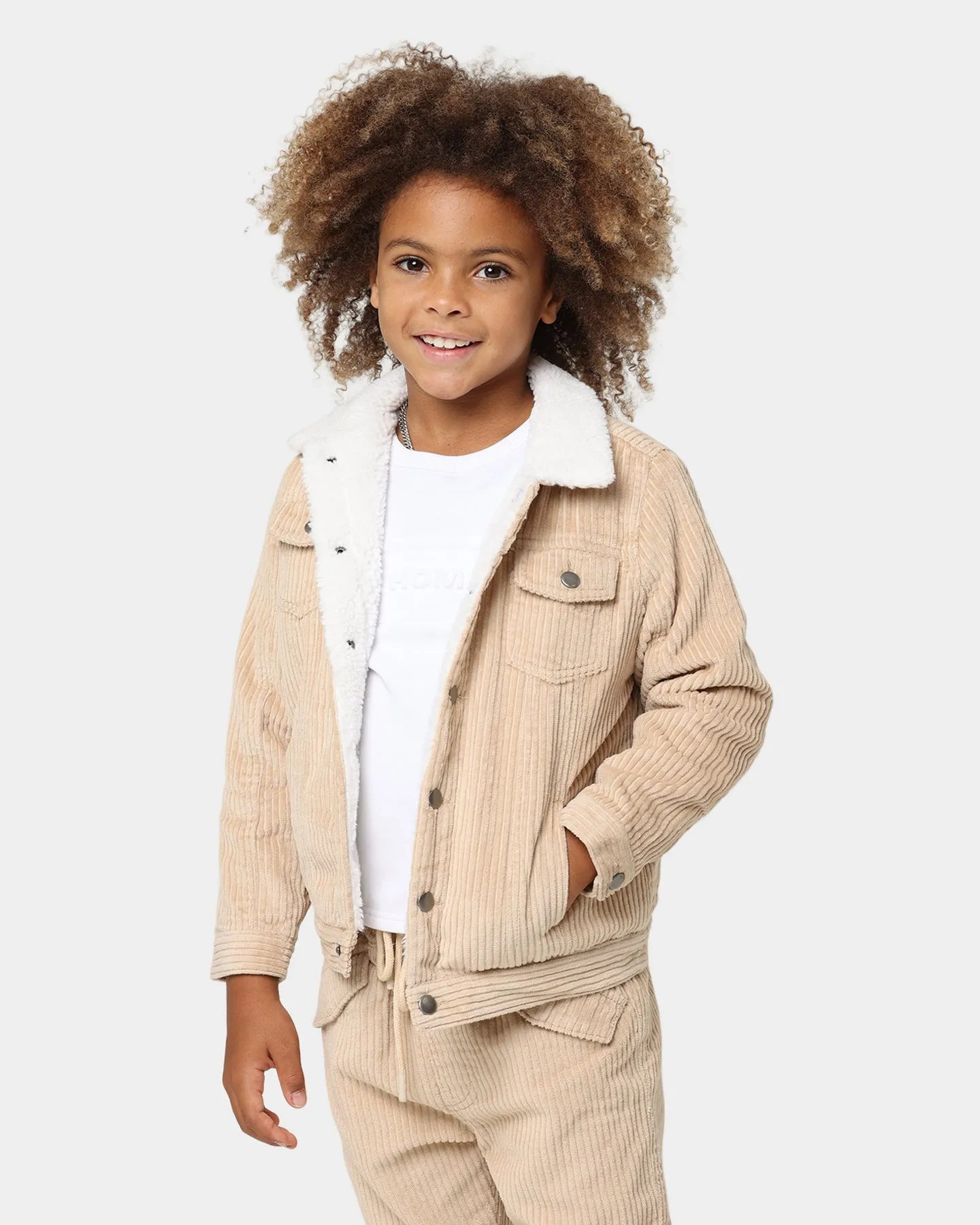 EN ES KIDS Kids' Realist Cord Sherpa Jacket Beige