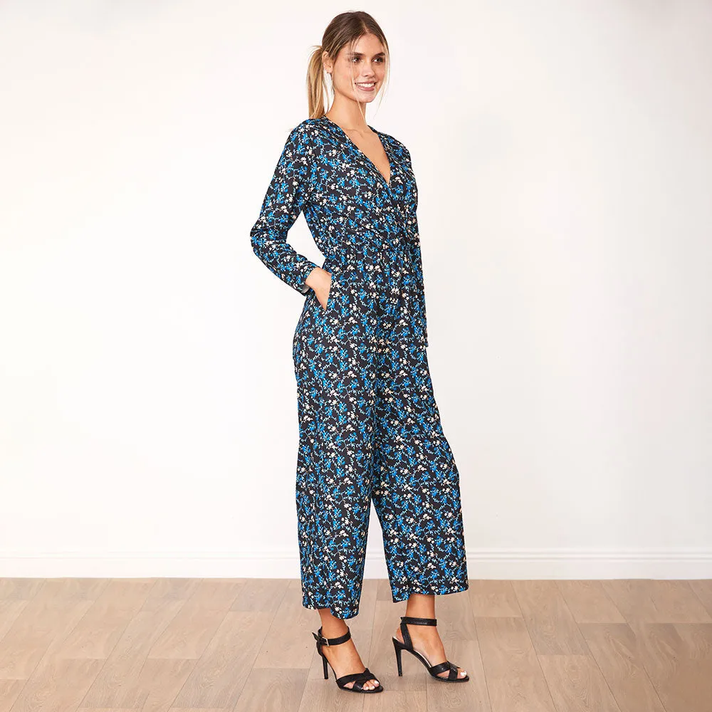 Farrah Jumpsuit (Leopard & Blue Floral)