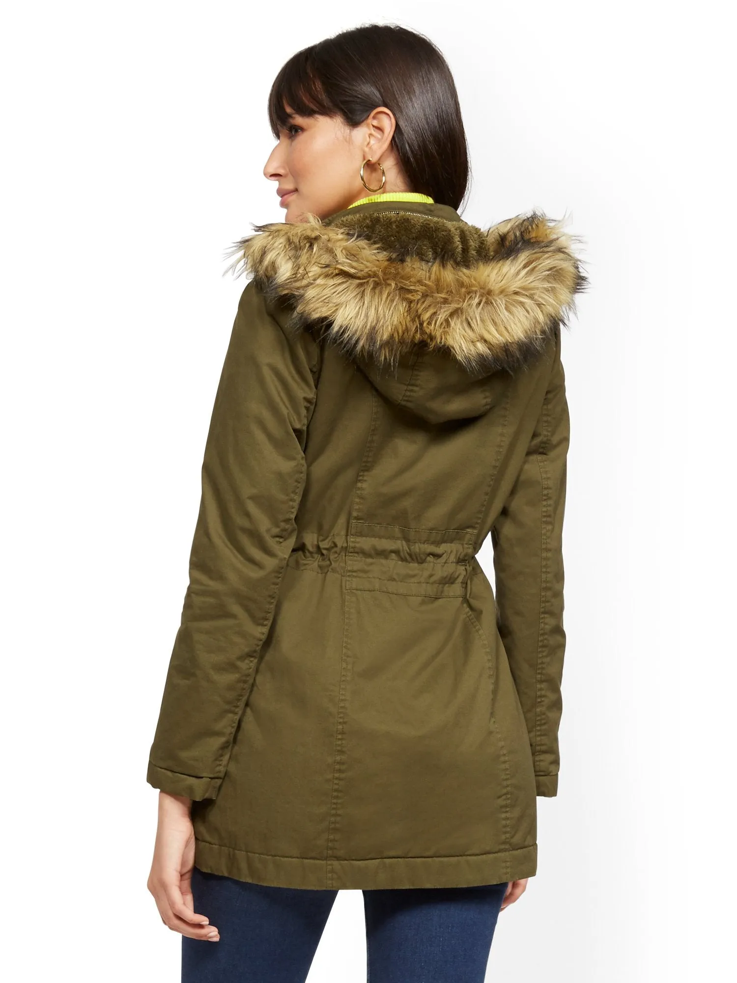 Faux Fur-Trim Sherpa-Lined Cozy Anorak