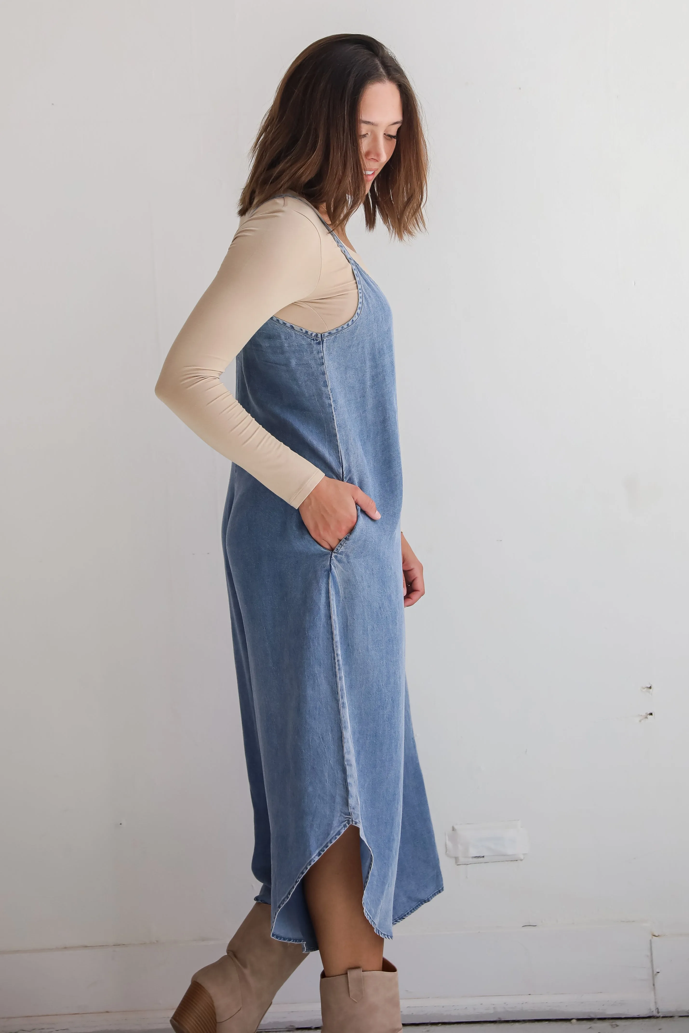 FINAL SALE - Seasoned Chicness Denim Wide Leg Jumpsuit