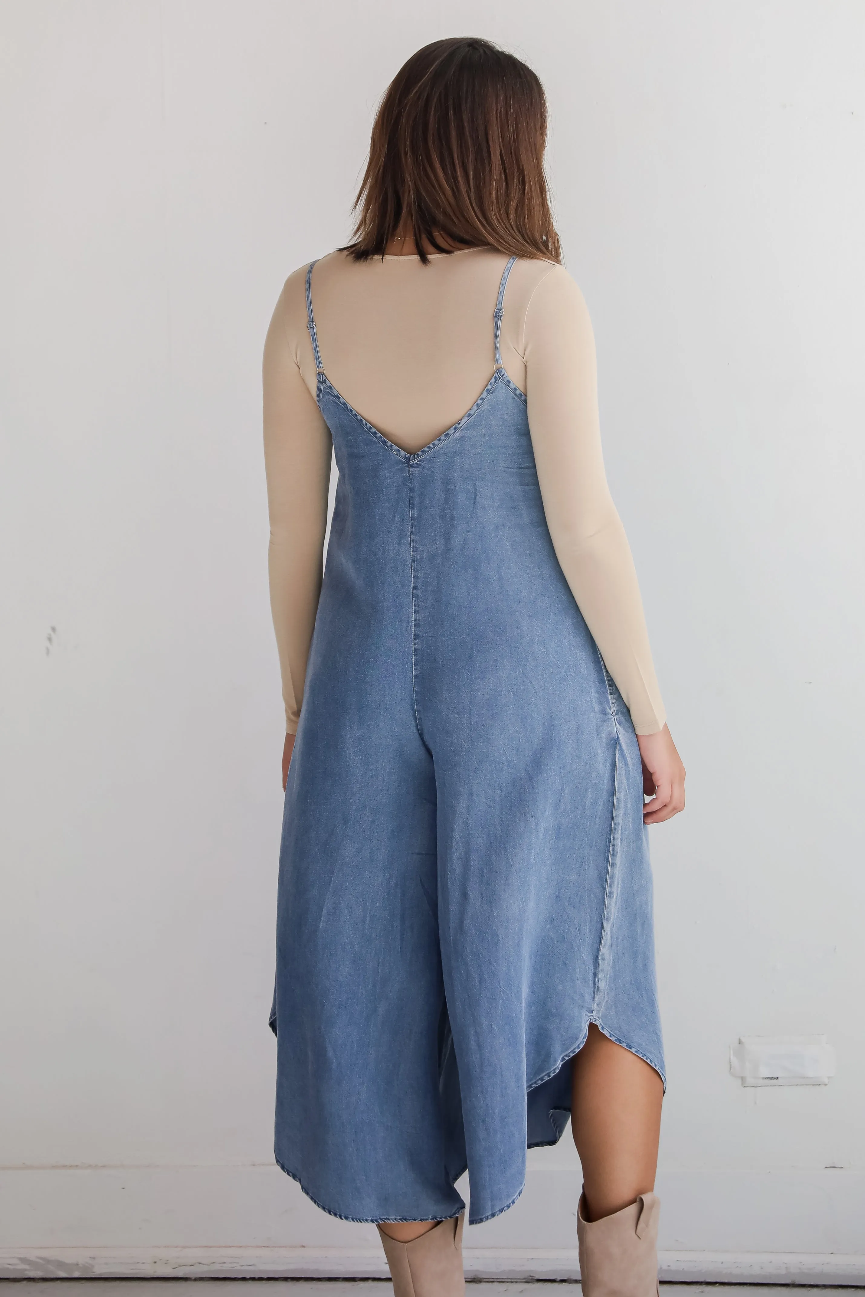 FINAL SALE - Seasoned Chicness Denim Wide Leg Jumpsuit