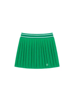 Flag Waistband Pleated Skirt- Green