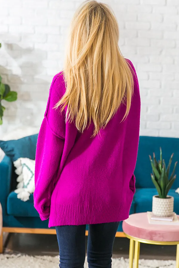 For The Love Of Lattes Tunic Sweater in Berry