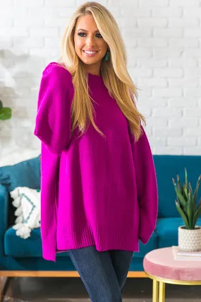 For The Love Of Lattes Tunic Sweater in Berry