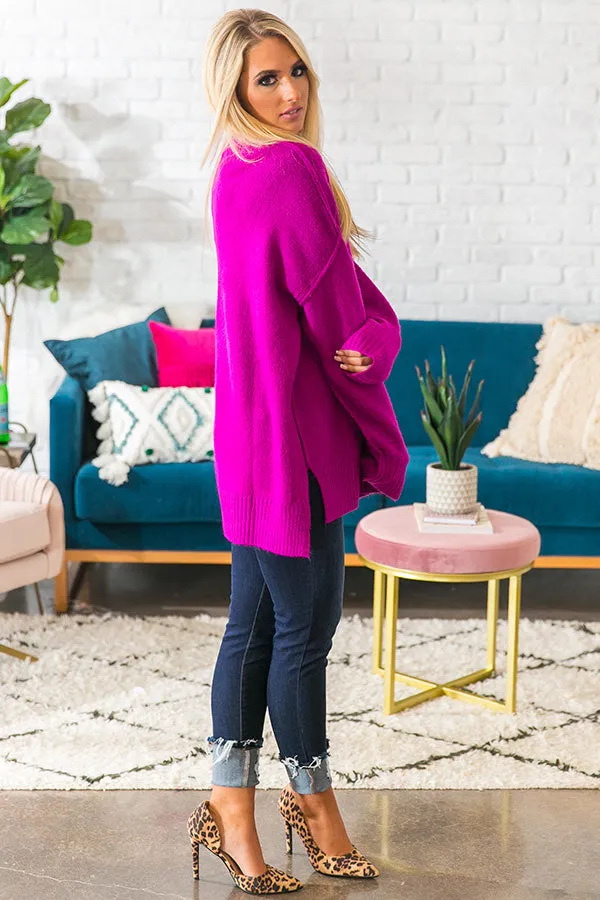 For The Love Of Lattes Tunic Sweater in Berry