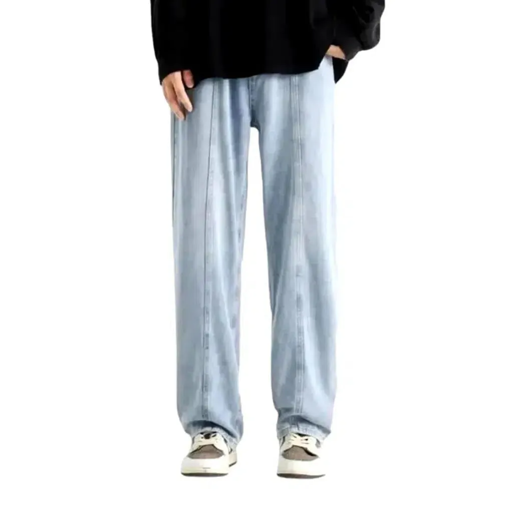 Front-seams men's floor-length jeans