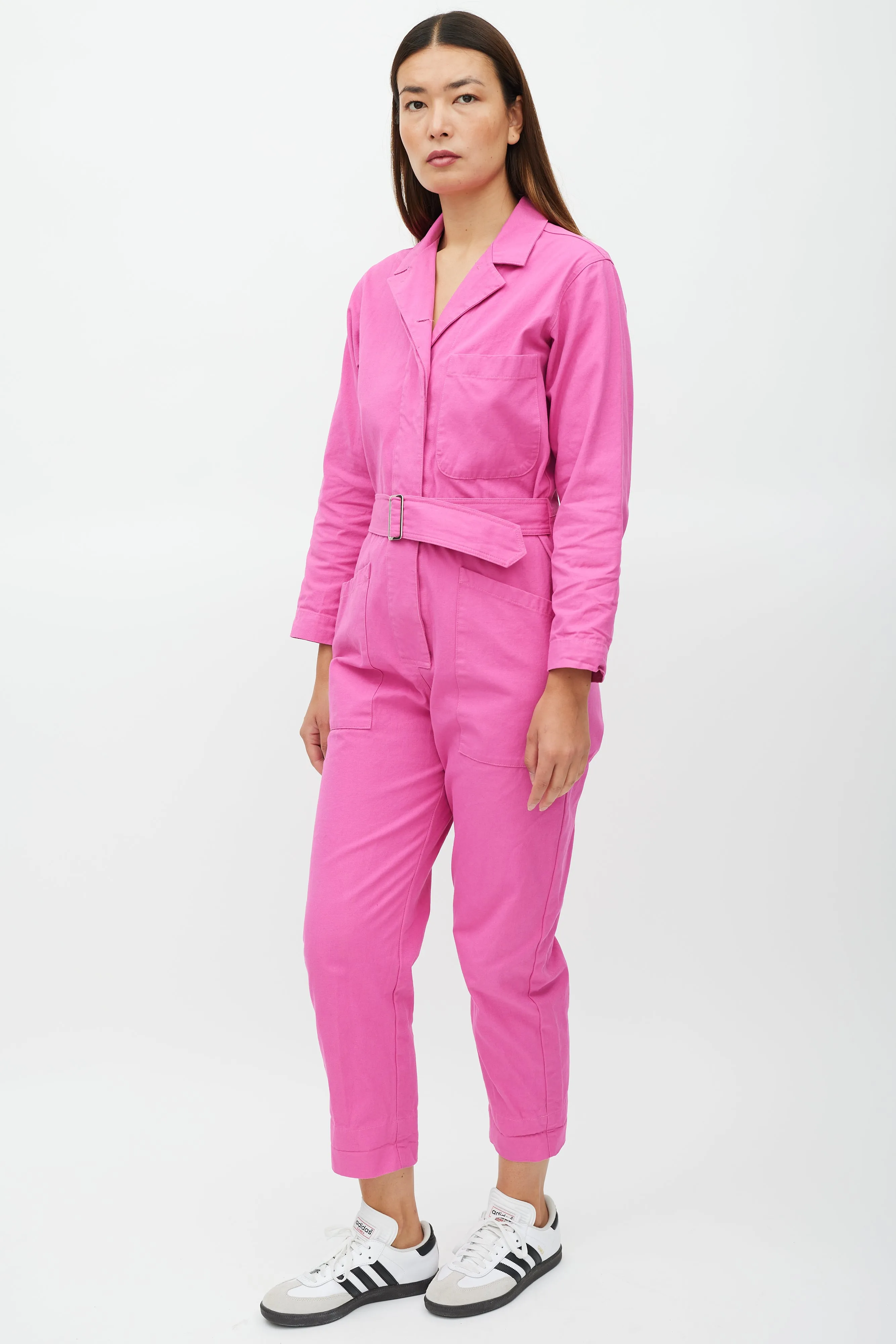 Fuchsia Belted Three Pocket Jumpsuit