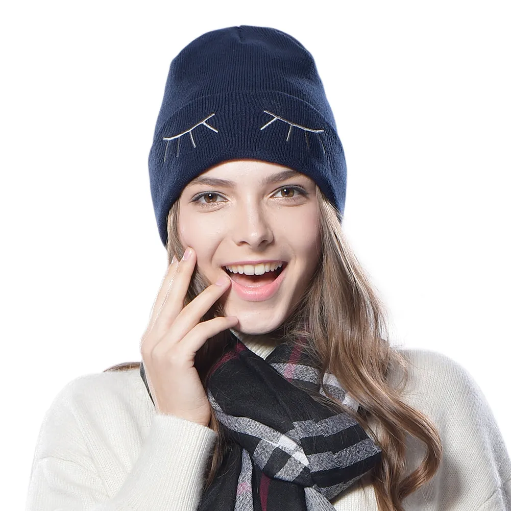 FURTALK Women Winter Beanies Hat Eyes Pattern  Drop Shipping HTWL036