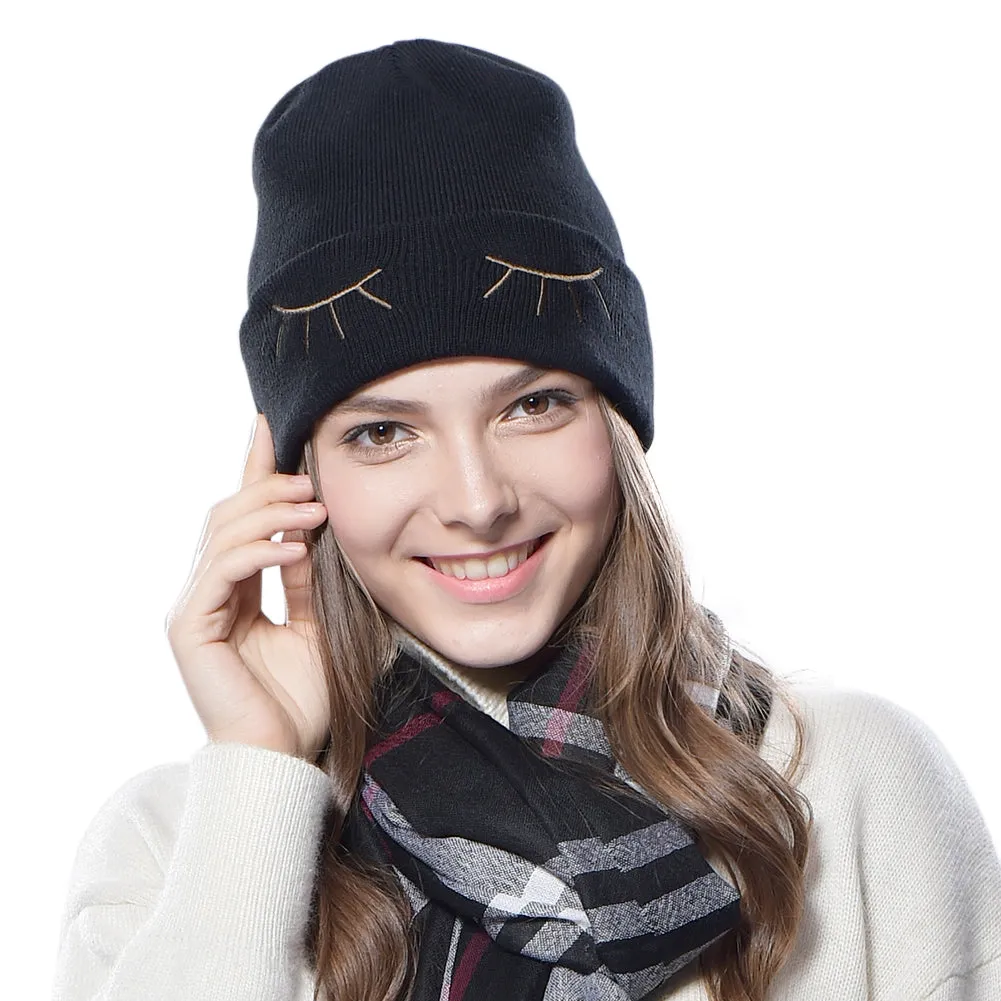 FURTALK Women Winter Beanies Hat Eyes Pattern  Drop Shipping HTWL036