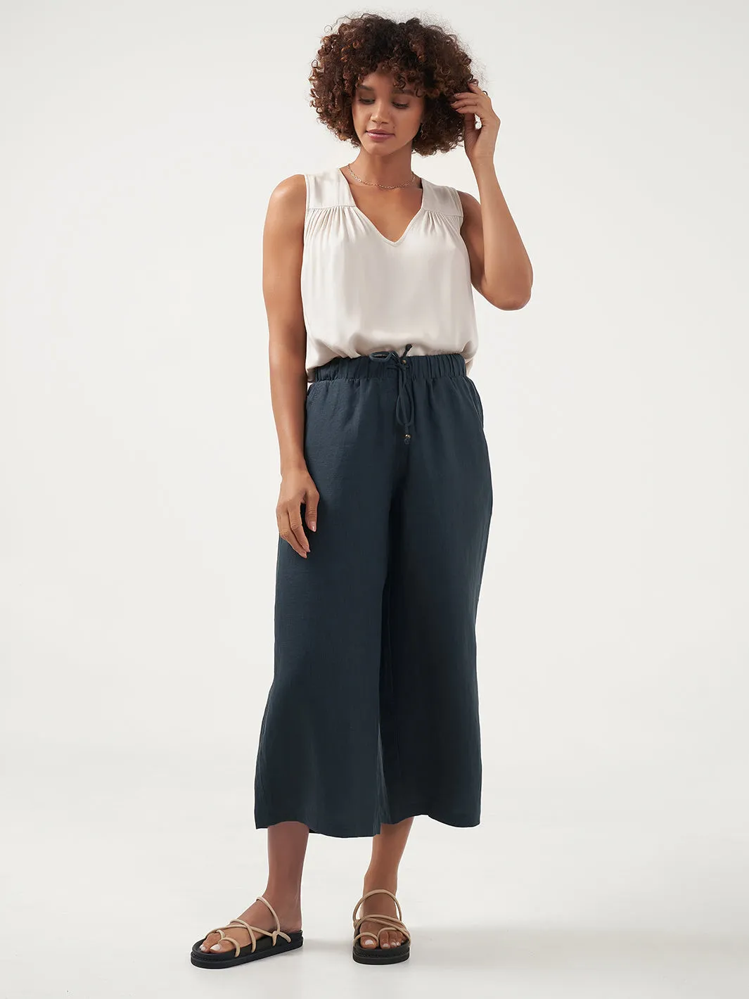 Gaia Linen Pants Charcoal