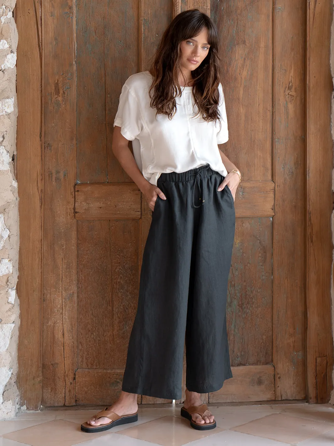 Gaia Linen Pants Charcoal